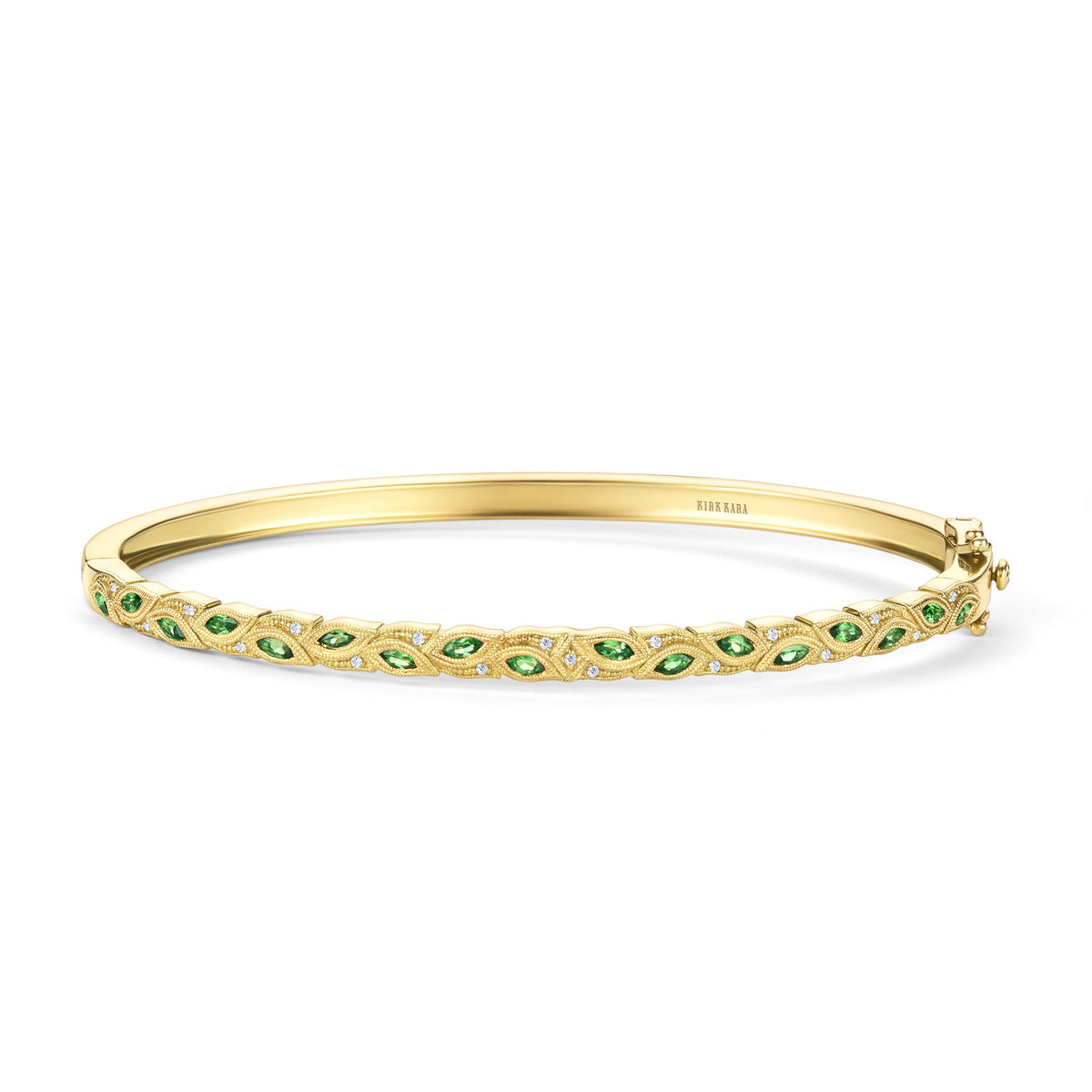 Botanical Floral Tsavorite Marquise Bangle Bracelet