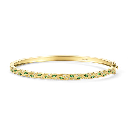 Botanical Floral Tsavorite Marquise Bangle Bracelet
