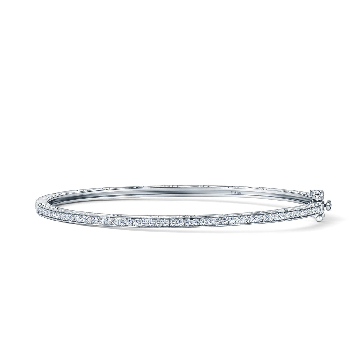 Scroll Engraved Classic Diamond Bangle Bracelet