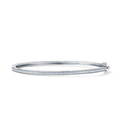 Scroll Engraved Classic Diamond Bangle Bracelet