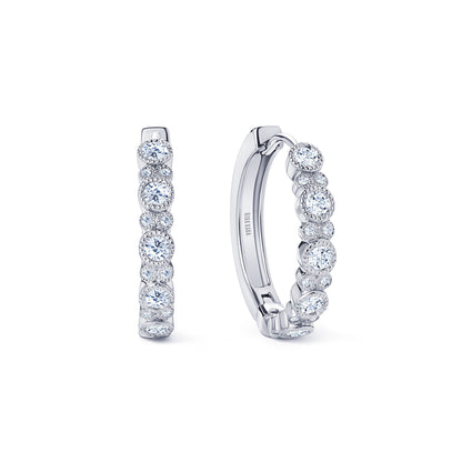 Round Diamond Milgrain Hoop Earrings