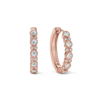 Round Diamond Milgrain Hoop Earrings