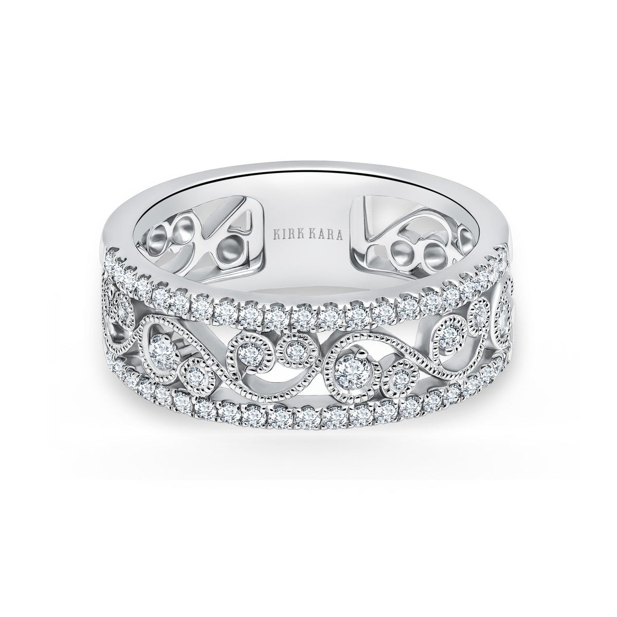 Swirl Diamond Edge Wide Wedding Band