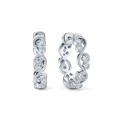 Milgrain Lace Diamond Hoop Earrings