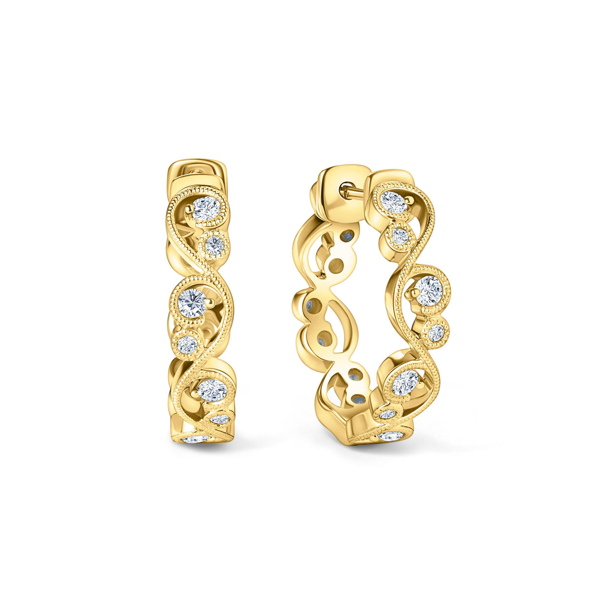 Milgrain Lace Diamond Hoop Earrings