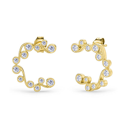 Milgrain Lace Diamond Open Hoop Earrings
