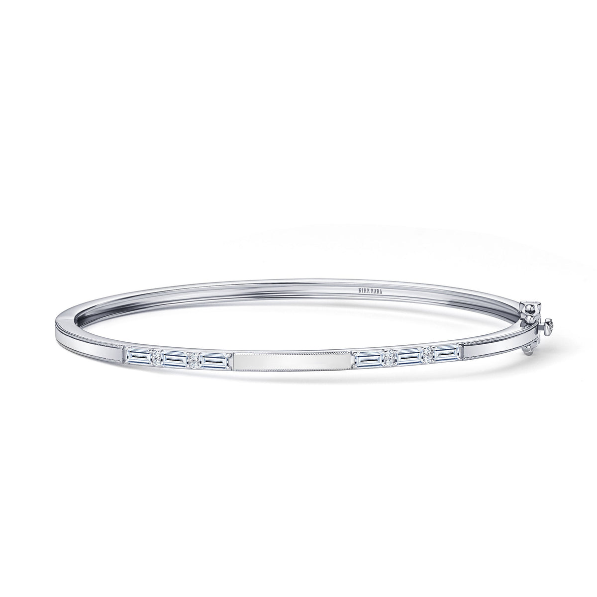Baguette Diamond Milgrain Bangle Bracelet