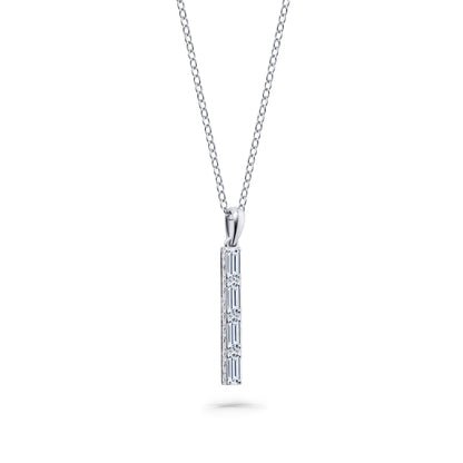 Baguette Diamond Milgrain Engraved Necklace