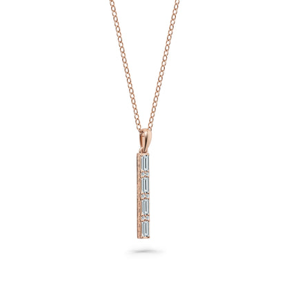 Baguette Diamond Milgrain Engraved Necklace
