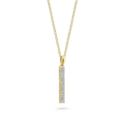 Baguette Diamond Milgrain Engraved Necklace