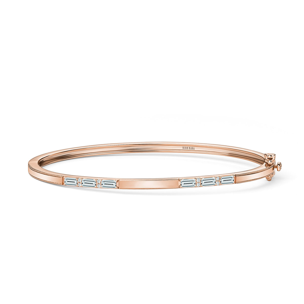 Baguette Diamond Milgrain Bangle Bracelet