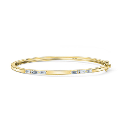 Baguette Diamond Milgrain Bangle Bracelet