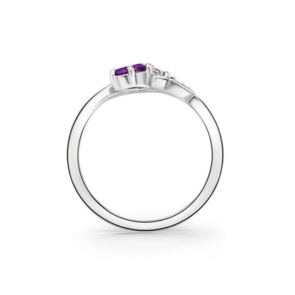 Floral Diamond Amethyst Bypass Fashion Ring