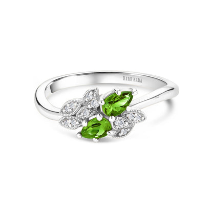 Floral Diamond Tsavorite Bypass Fashion Ring
