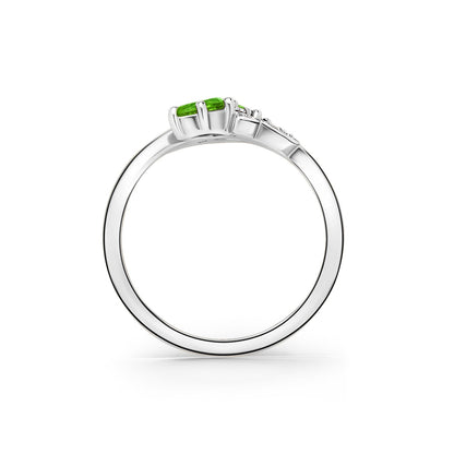 Floral Diamond Tsavorite Bypass Fashion Ring