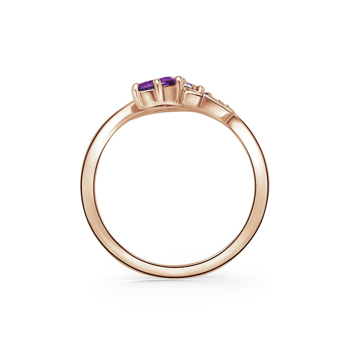 Floral Diamond Amethyst Bypass Fashion Ring