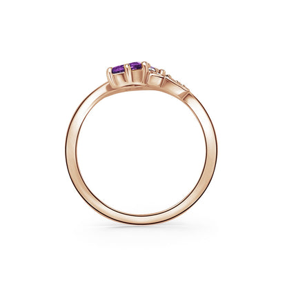 Floral Diamond Amethyst Bypass Fashion Ring
