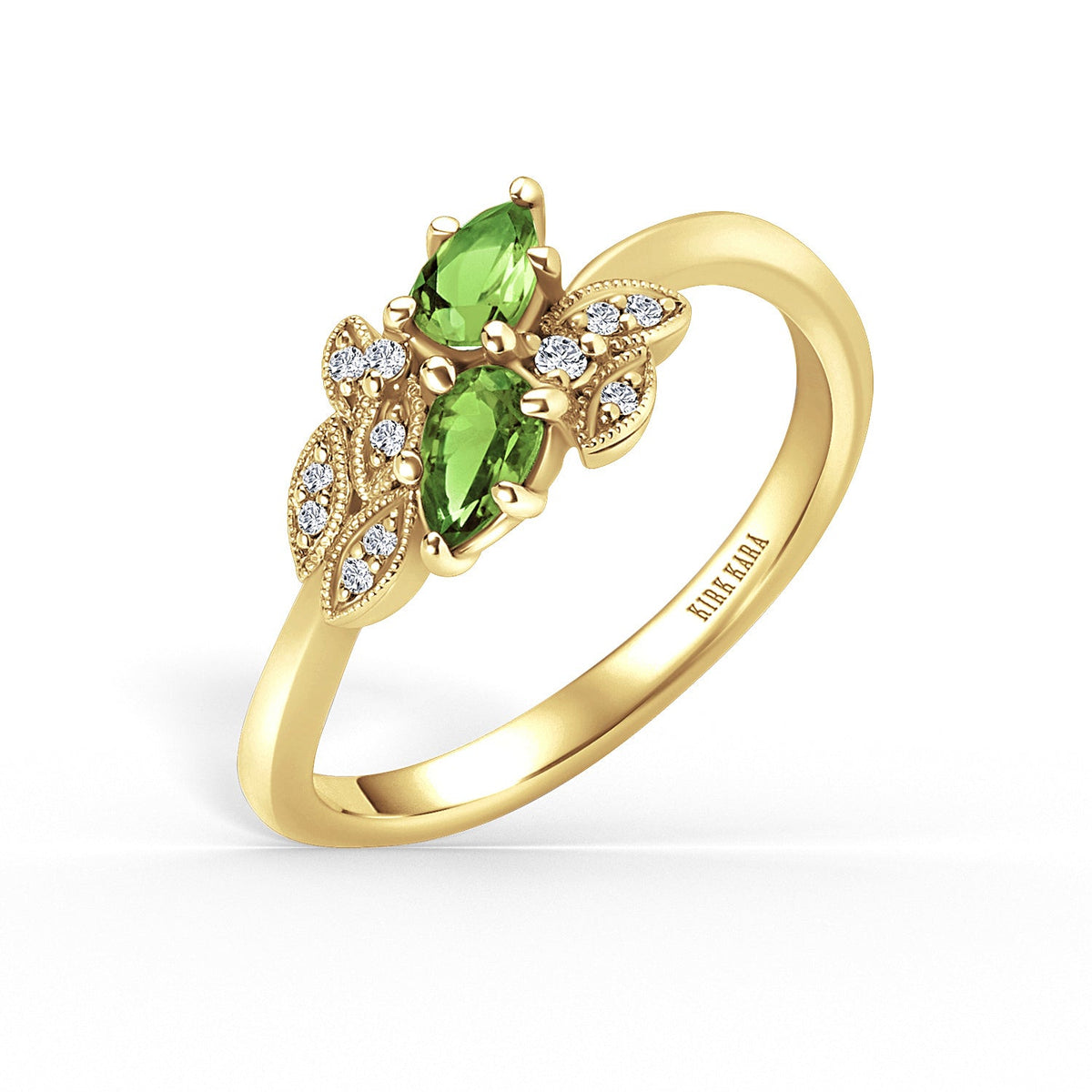 Floral Diamond Tsavorite Bypass Fashion Ring
