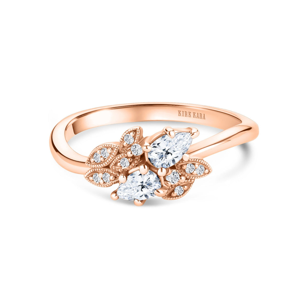 Floral Diamond Milgrain Bypass Fashion Ring
