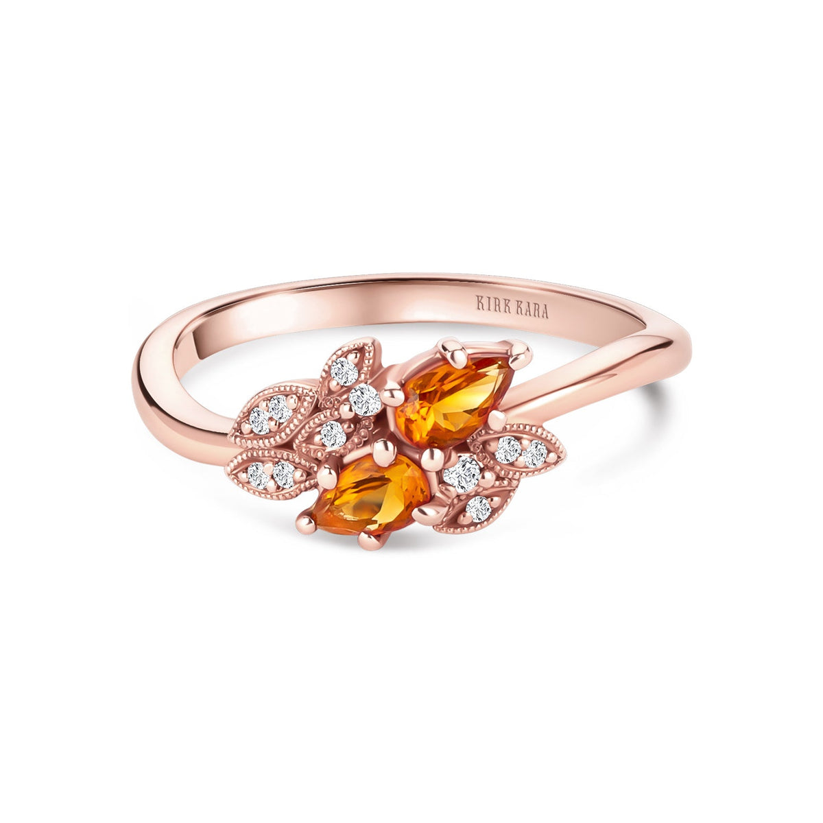 Floral Diamond Citrine Bypass Fashion Ring