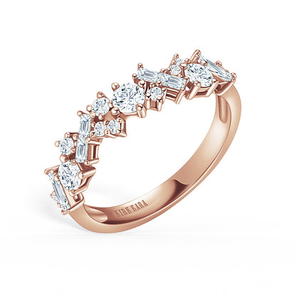 Baguette Round Diamond Cluster Modern Wedding Band