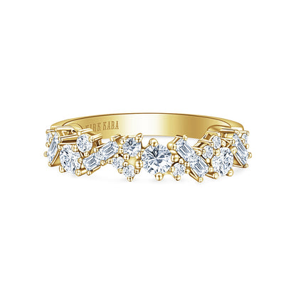 Baguette Round Diamond Cluster Modern Wedding Band