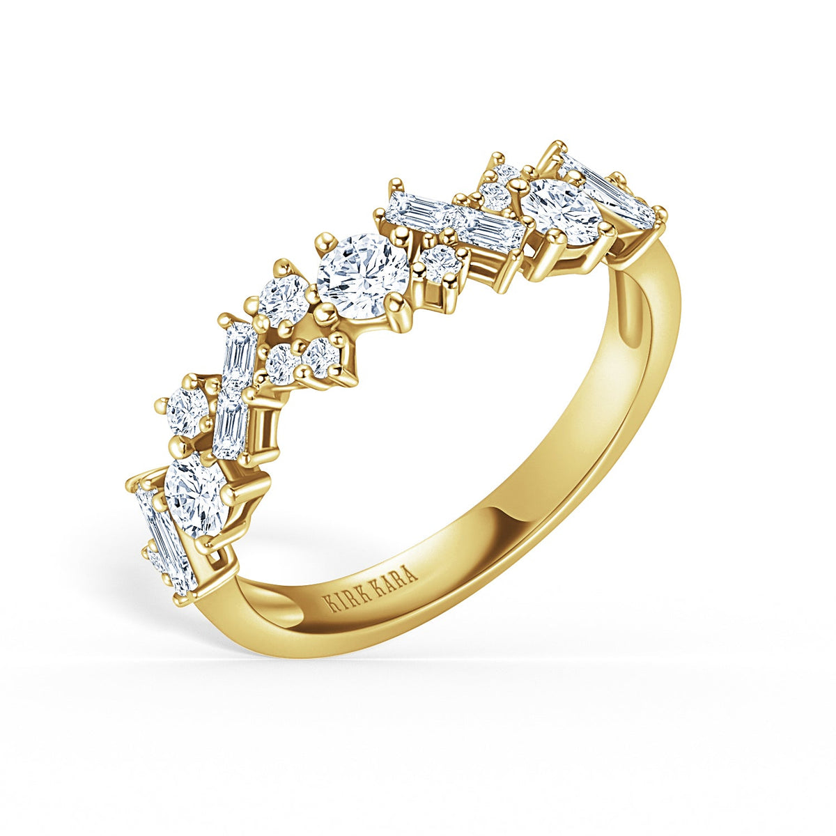Baguette Round Diamond Cluster Modern Wedding Band