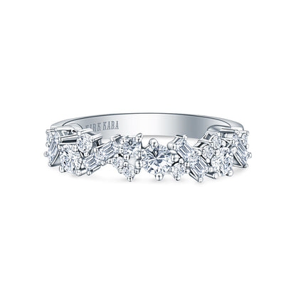 Baguette Round Diamond Cluster Modern Wedding Band