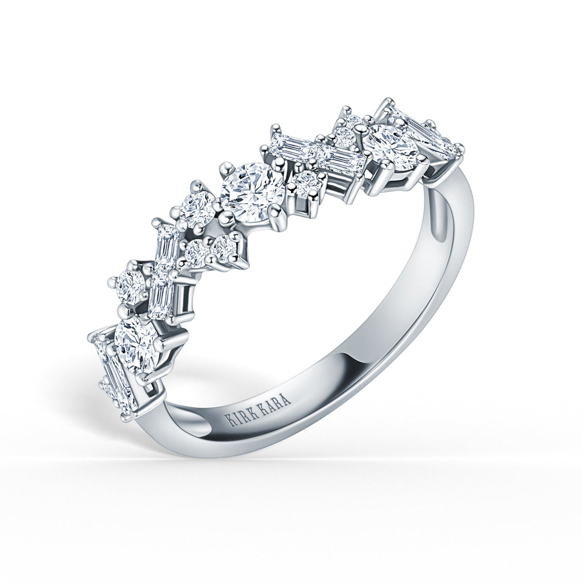 Baguette Round Diamond Cluster Modern Wedding Band