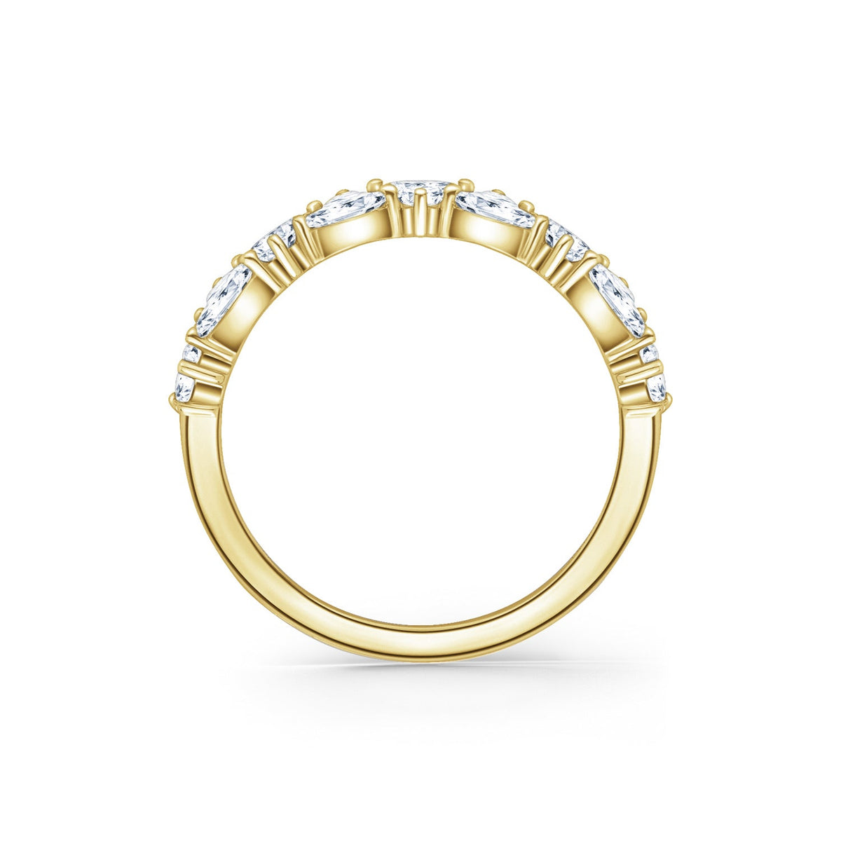 Marquise Baguette Round Diamond Cluster Modern Wedding Band