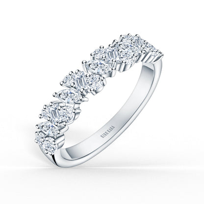 Marquise Baguette Round Diamond Cluster Modern Wedding Band