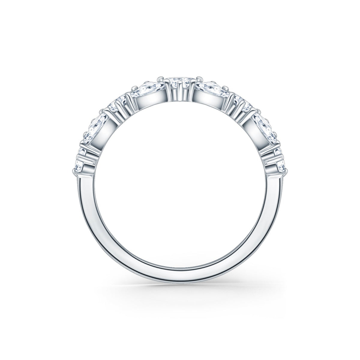 Marquise Baguette Round Diamond Cluster Modern Wedding Band