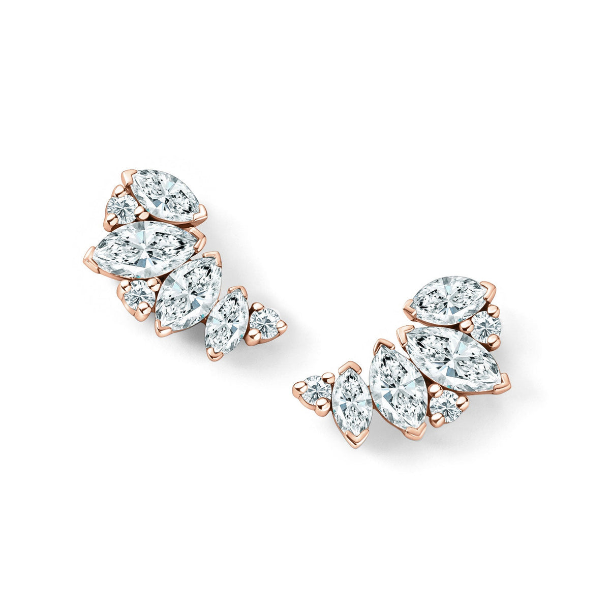 Fancy Marquise Cluster Boho Diamond Crawler Earrings