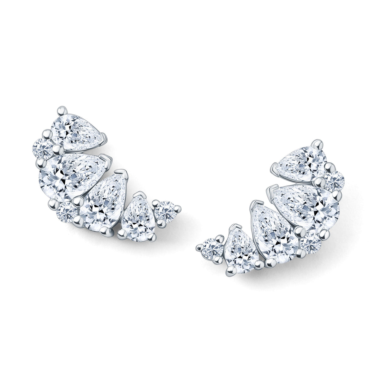 Fancy Pear Cluster Boho Diamond Crawler Earrings