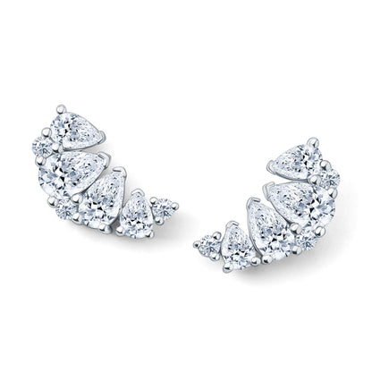 Fancy Pear Cluster Boho Diamond Crawler Earrings