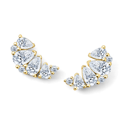 Fancy Pear Cluster Boho Diamond Crawler Earrings