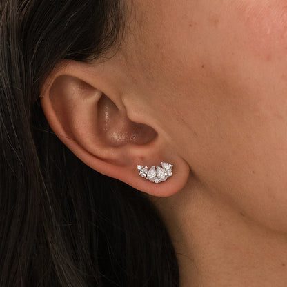 Fancy Pear Cluster Boho Diamond Crawler Earrings