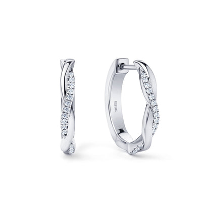 Thin Classic Diamond Twist Hoop Earrings