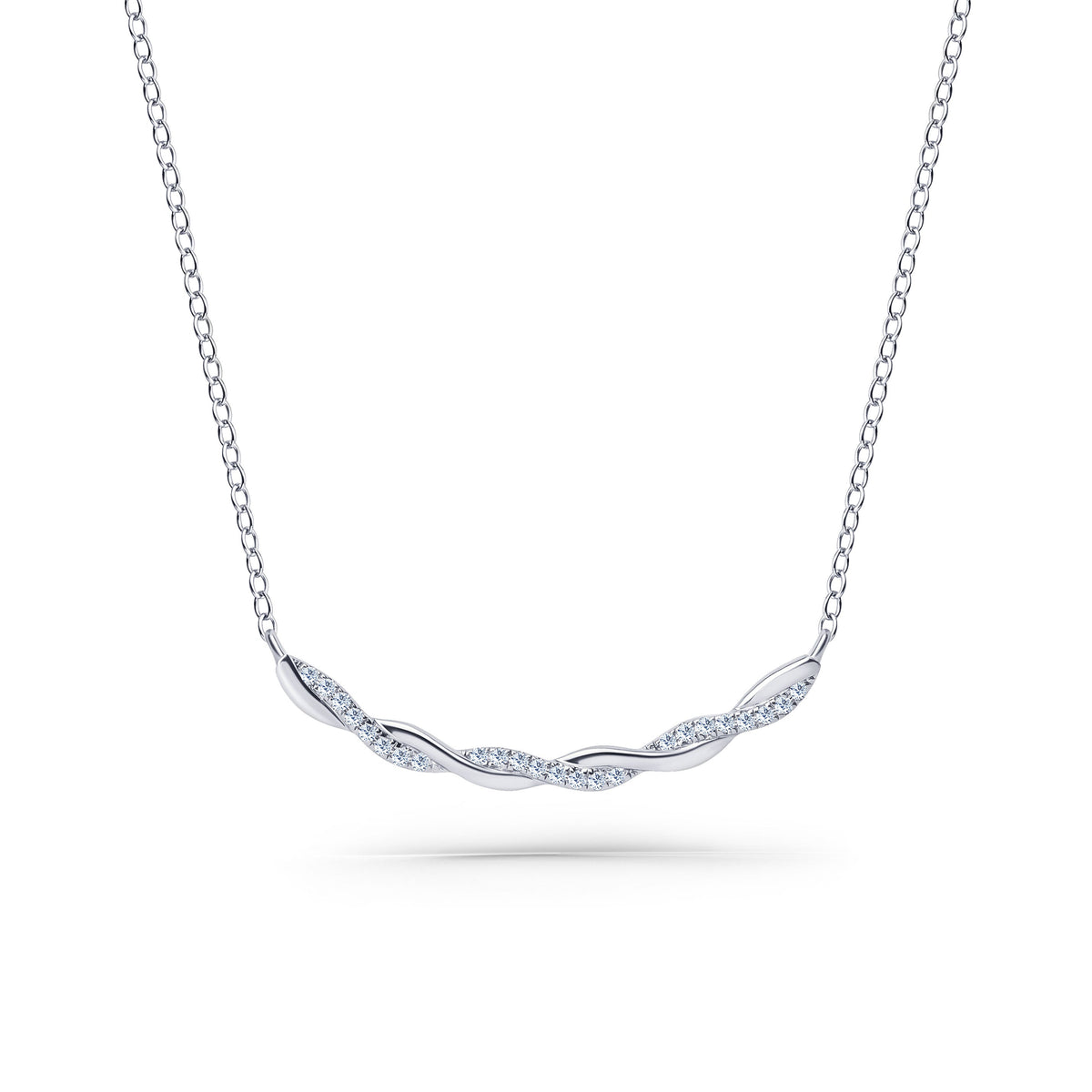 Thin Classic Diamond Twist Bar Necklace