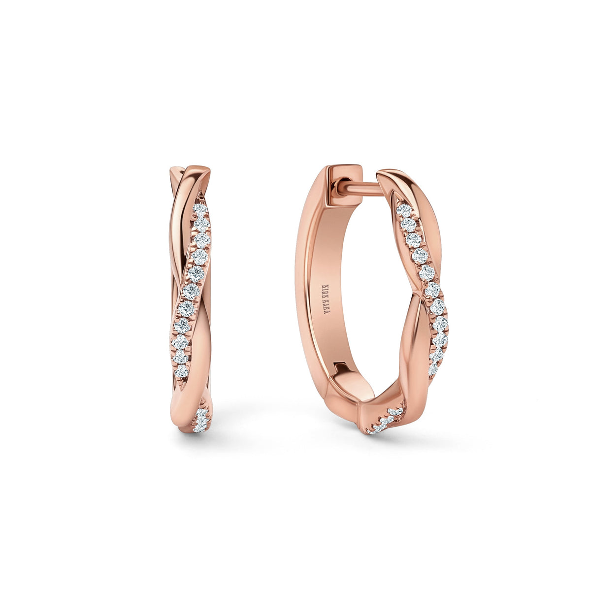 Thin Classic Diamond Twist Hoop Earrings