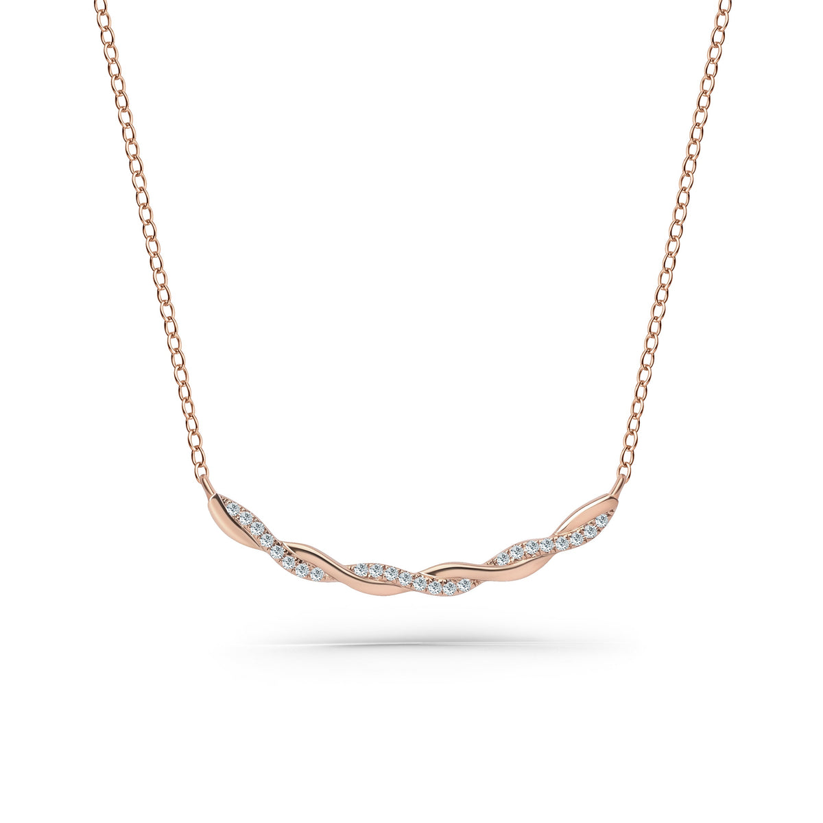 Thin Classic Diamond Twist Bar Necklace