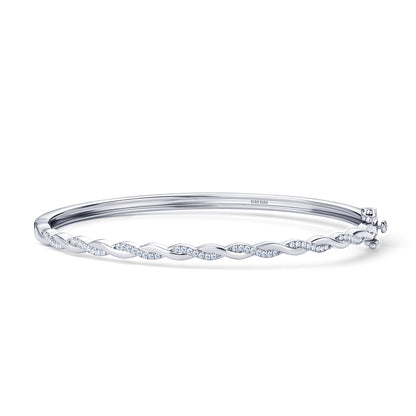 Thin Classic Diamond Twist Bangle Bracelet