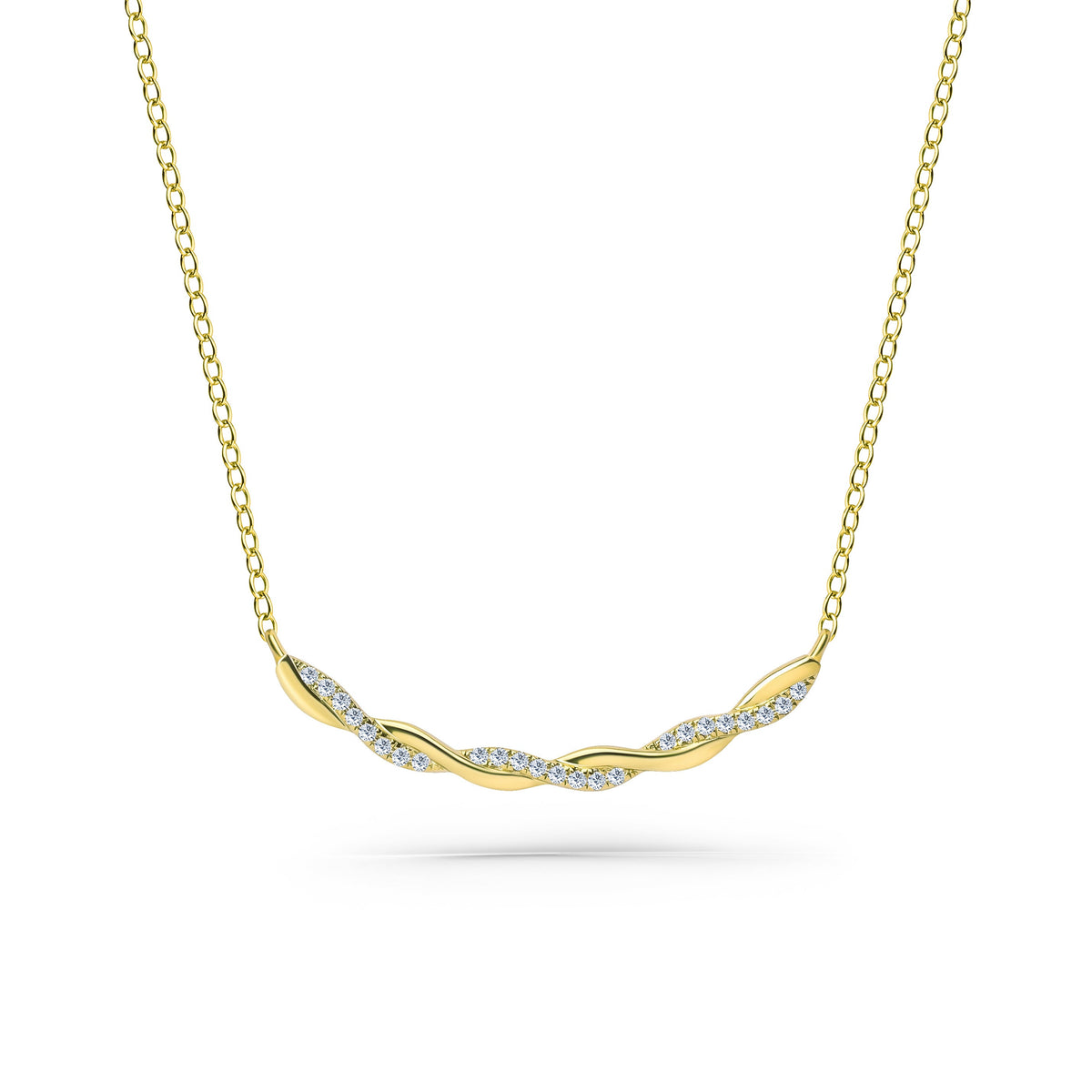 Thin Classic Diamond Twist Bar Necklace