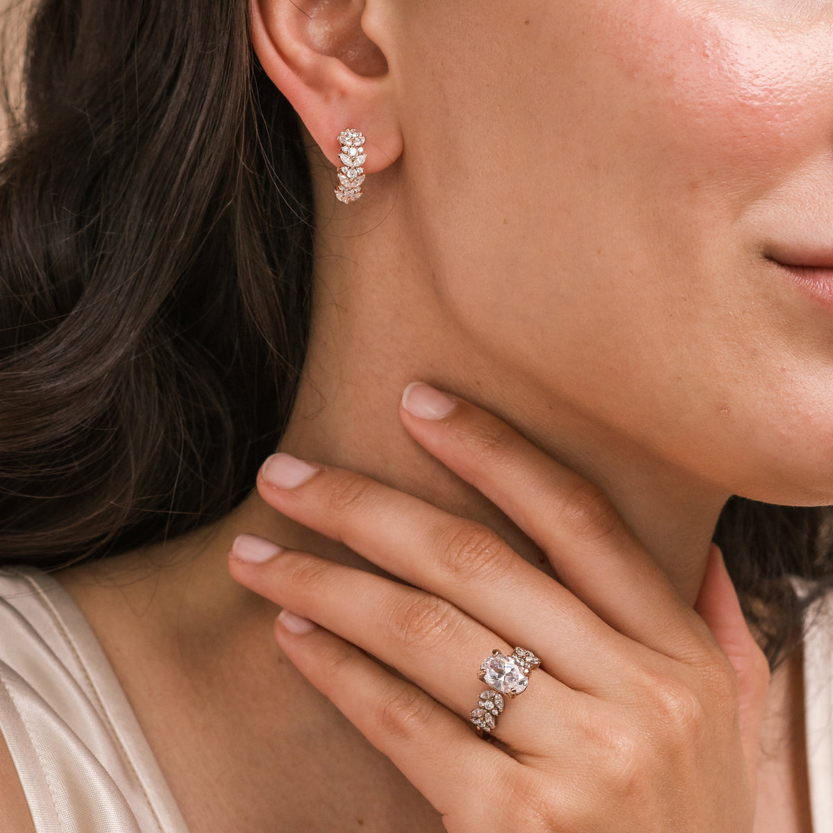 Floral Inspired Diamond Hoop Earrings