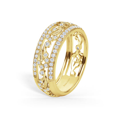 Paisley Swirl Domed Wide Diamond Fashion Band