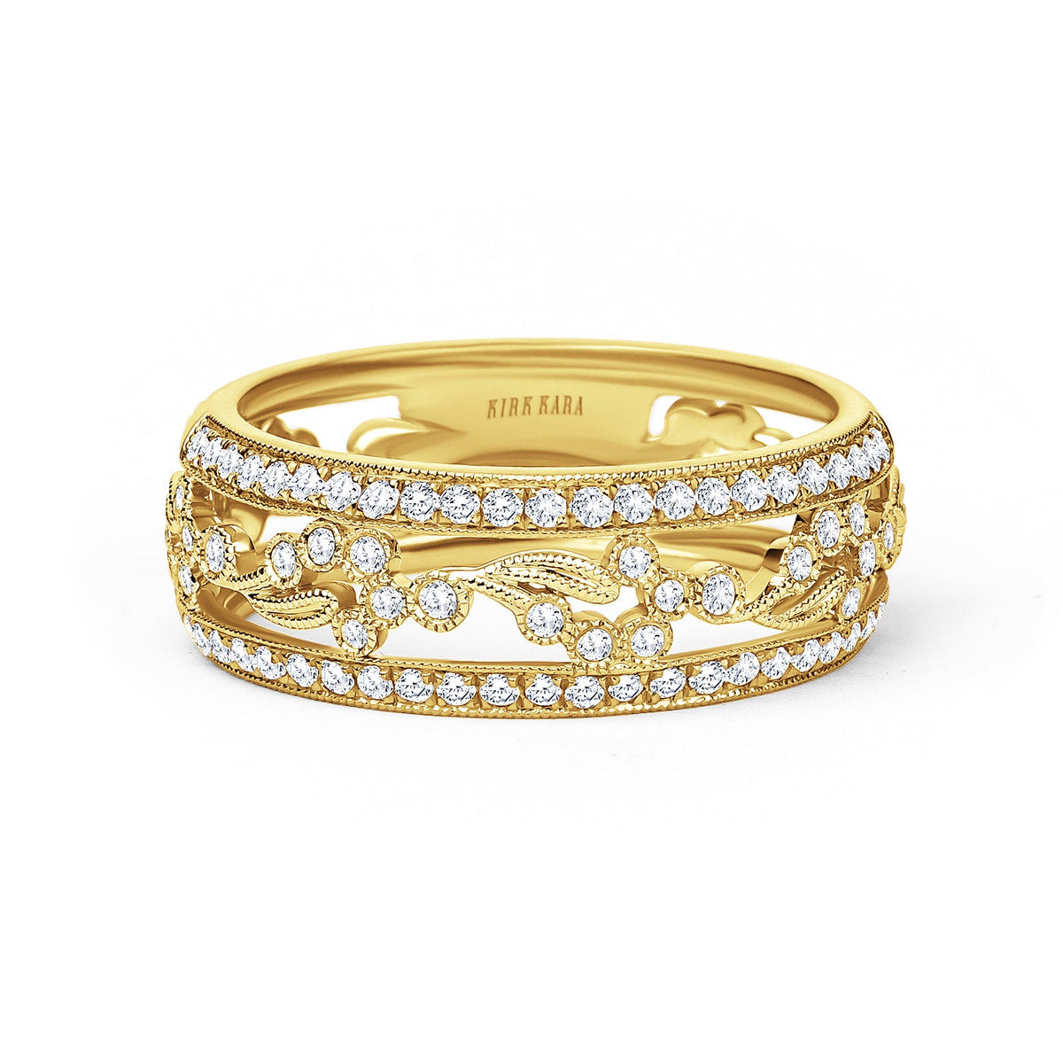 Paisley Swirl Domed Wide Diamond Fashion Band