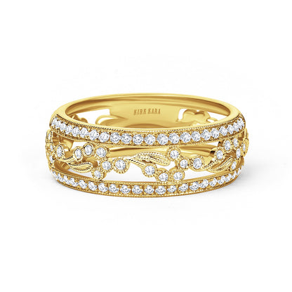 Paisley Swirl Domed Wide Diamond Fashion Band