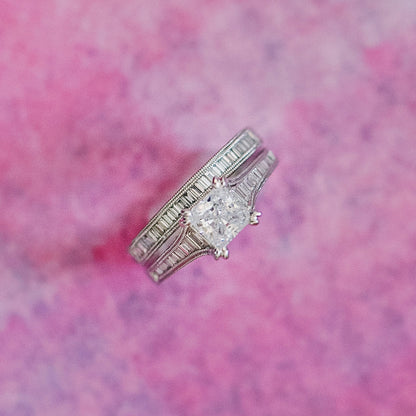 Channel Set Milgrain Baguette Diamond Wedding Band