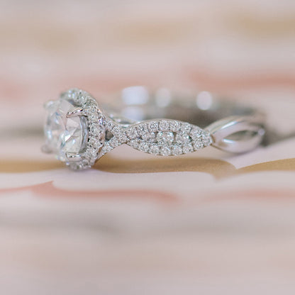Classic Twist Channel Halo Diamond Engagement Ring