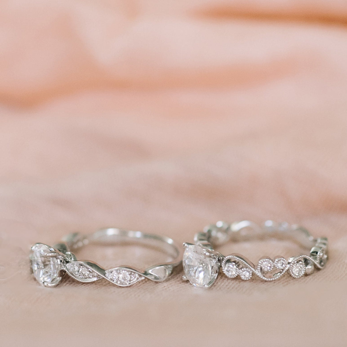 Twist Milgrain Pavé Diamond Engagement Ring